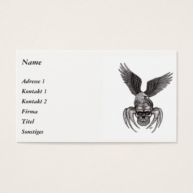 Spiderskalle med Eagle Visitkort (Framsidan)