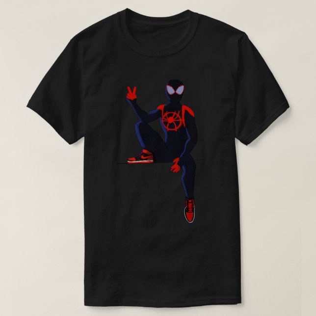 Spiderverse Miles morales Sticker T Shirt (Design framsida)
