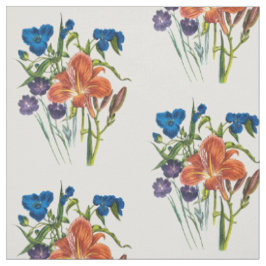 Spiderwort och Daylily Tyg