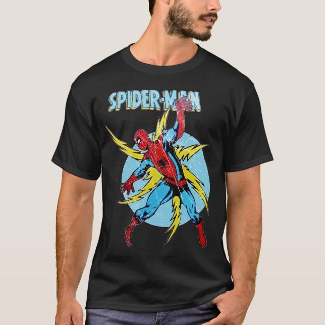 Spidey 70's Uk Tribute Disted T Shirt (Framsida)