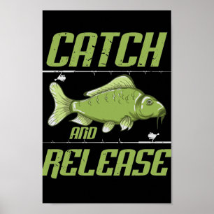 Spiegelkarpfen fångar och släpper Carp Hunting Poster