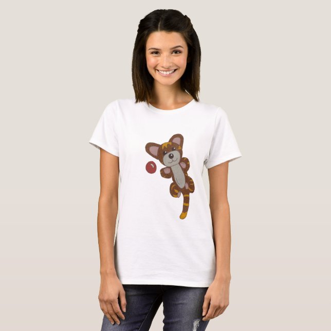 Spielende Katze T Shirt (Hel framsida)