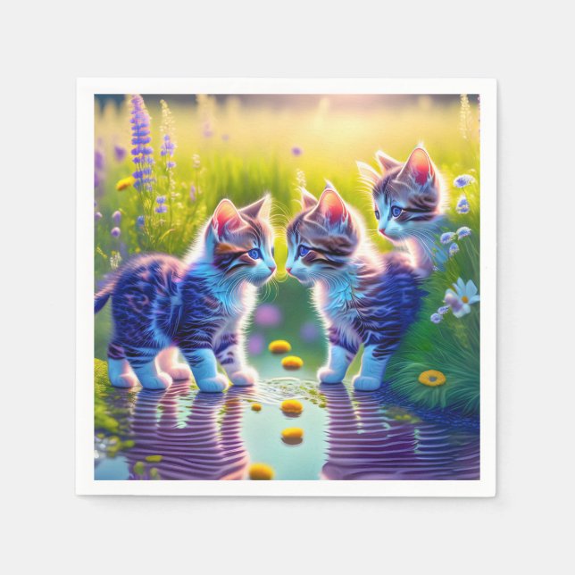 Spielende Katzenkinder Pappersservett (Framsidan)