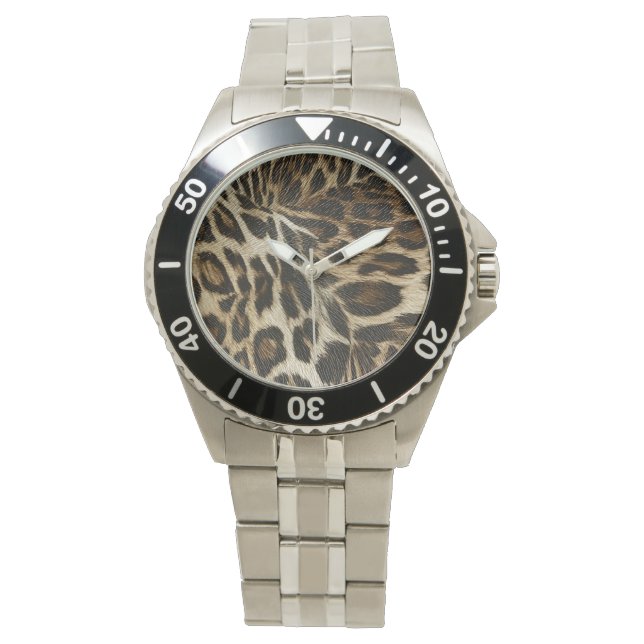 Spiffy Leopard Spots Leather Grain-utseende Armbandsur (Framsida)
