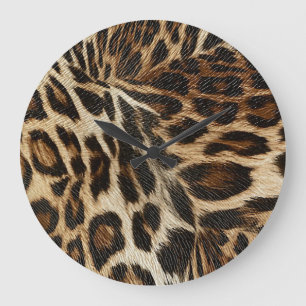 Spiffy Leopard Spots Leather Grain-utseende Stor Klocka