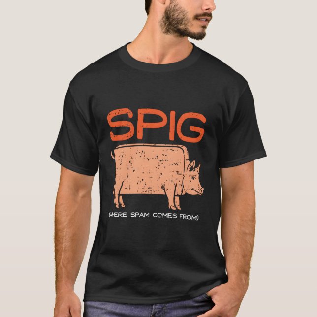 Spig, där skräppost kommer från I Funny Gris Farme T Shirt (Framsida)