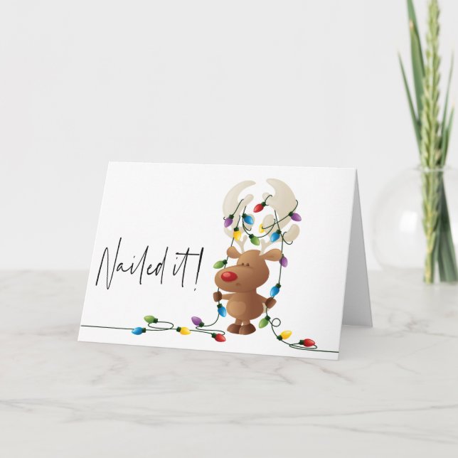 Spikat det, älg trasslade ljusjulkortet till inbjudan (Framsida)