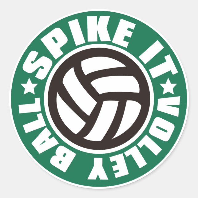 Spike_Den_Volleyball Runt Klistermärke (Framsida)