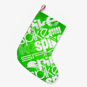 Spike; Neon Grönt Rand Liten Julstrumpa