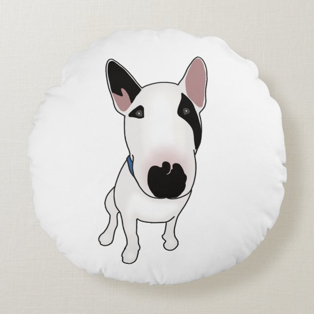 Spike the English Bull Terrier Rund Kudde (Framsidan)