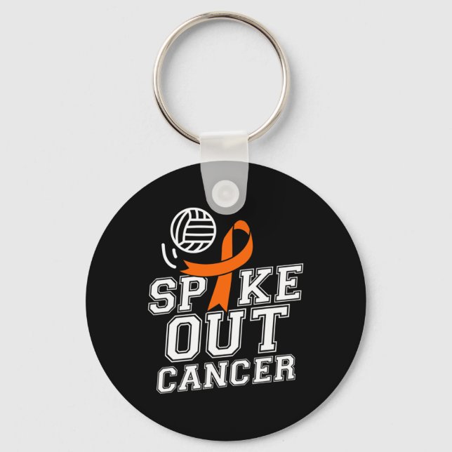 Spike ut Volleyball Leukemi Cancermedvetandegrad R Nyckelring (Framsida)