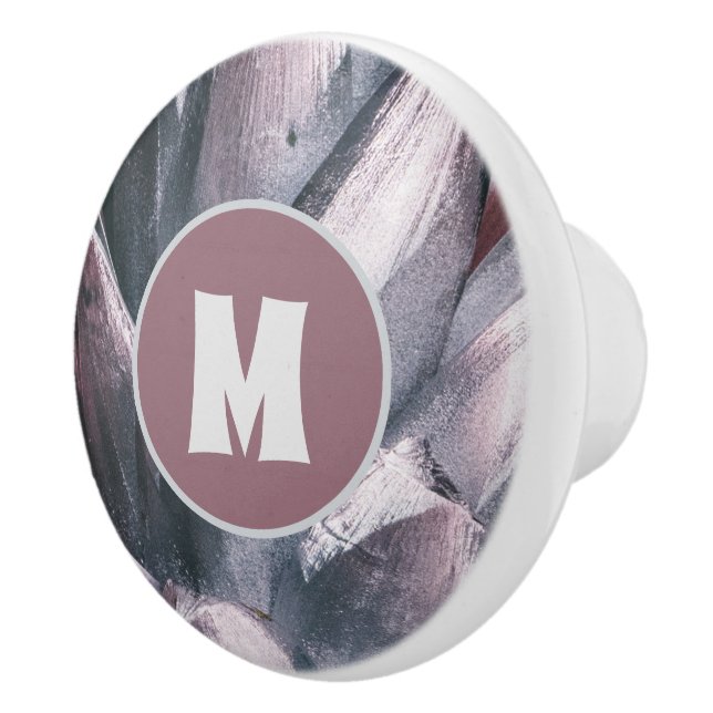 Spiken med abstrakt Unik Silver-målad ananas Knopp (Höger)