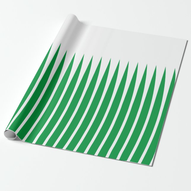 Spiket Geometric Mönster jul White Grönt  Art Presentpapper (Utrullad)