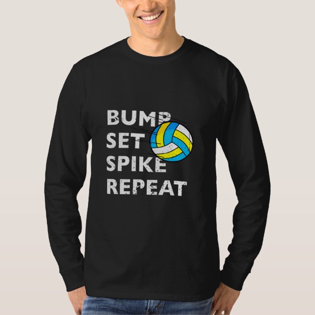 Spiket Ojämnställt band Upprepa Volleyball T Shirt (Framsida)