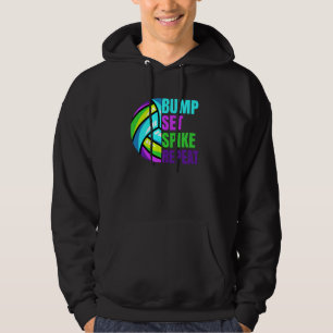 Spiket Upprepa blå Lila för Girls volleyball-uppsä Hoodie