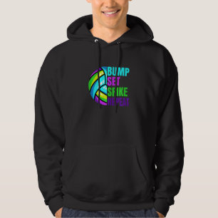 Spiket Upprepa blå Lila för Girls volleyball-uppsä Hoodie