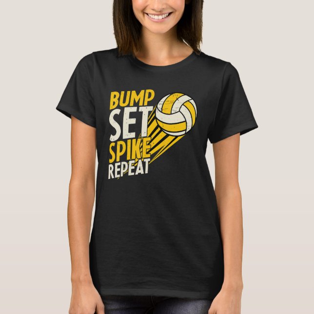 Spiket Upprepa lustigt volleyball-apparat Vin T Shirt (Framsida)