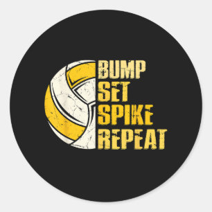 Spiket Upprepa Volleyball Funy Runt Klistermärke