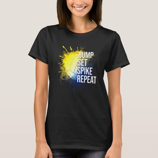 Spiket Upprepa Volleyball-Idrottsman-sport för upp T Shirt (Framsida)