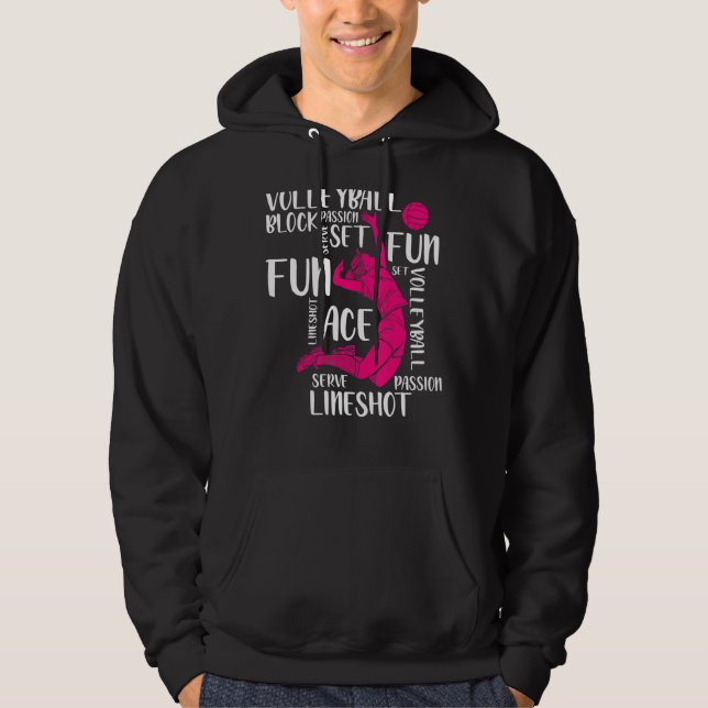 Spiket Volleyball Player Hoodie (Framsida)