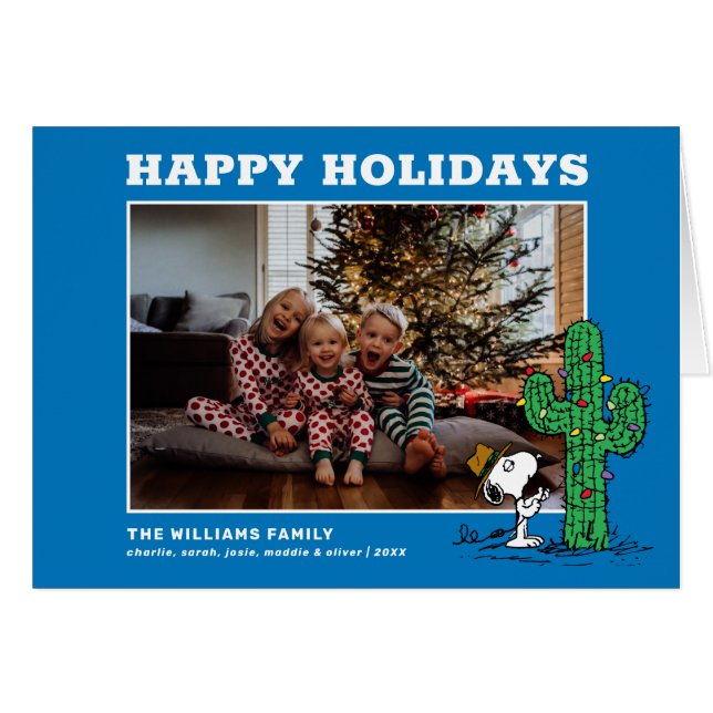 Spikets Helgdag Cactus Family Photo Hälsningskort (Framsidan Horizontal)