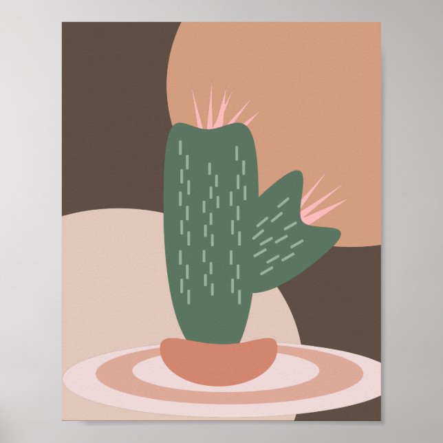 Spikey Cactus Plant Poted Bohemian Wall Art Poster (Framsidan)