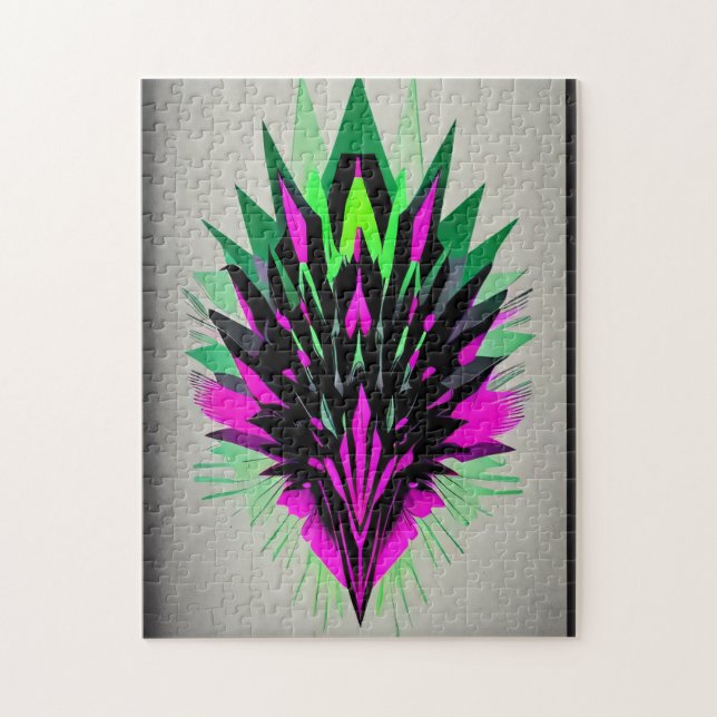 Spiky Abstrakt Bird Puzzle - Lila & Black, 252 P Pussel (Vertikal)