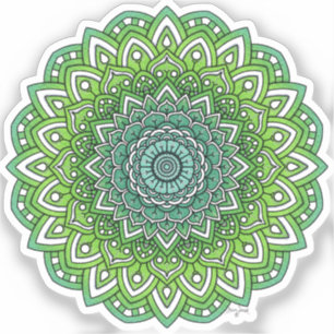 Spiky Grönt Flower Mandala Klistermärken