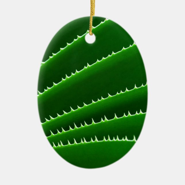 Spiky Grönt Löv Mönster Julgransprydnad Keramik (Framsidan)