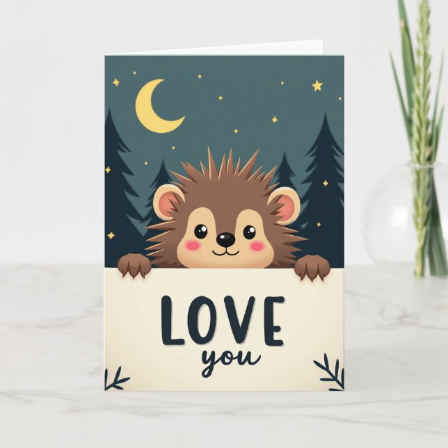 Spiky Hedgehog Love You Card Kort (Framsida)