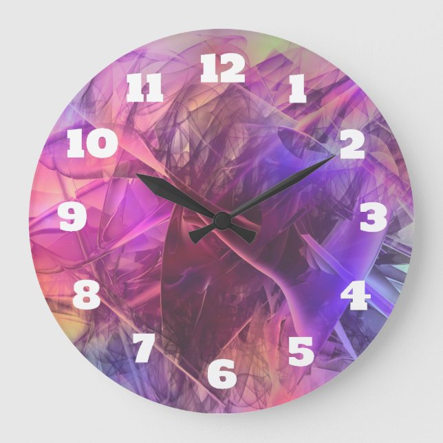 Spiky skina Glass skärvaabstraktdesign Stor Klocka (Framsida)