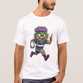 Spiky Sprint Scottish Thistle Rugby Mascot T Shirt