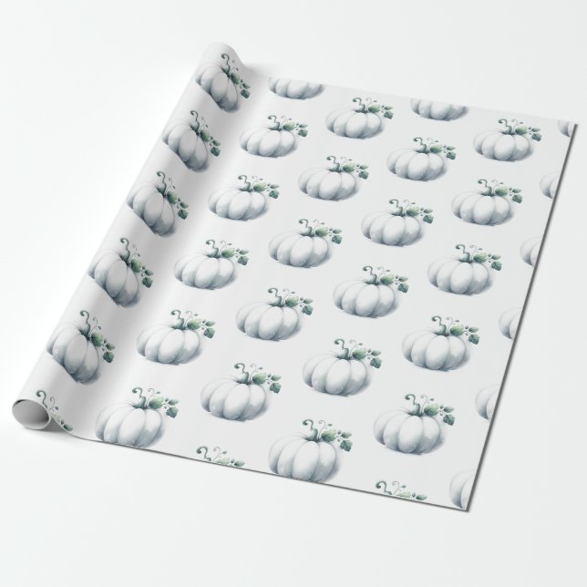 Spill av Cute White Pumpkin Gift Presentpapper (Utrullad)