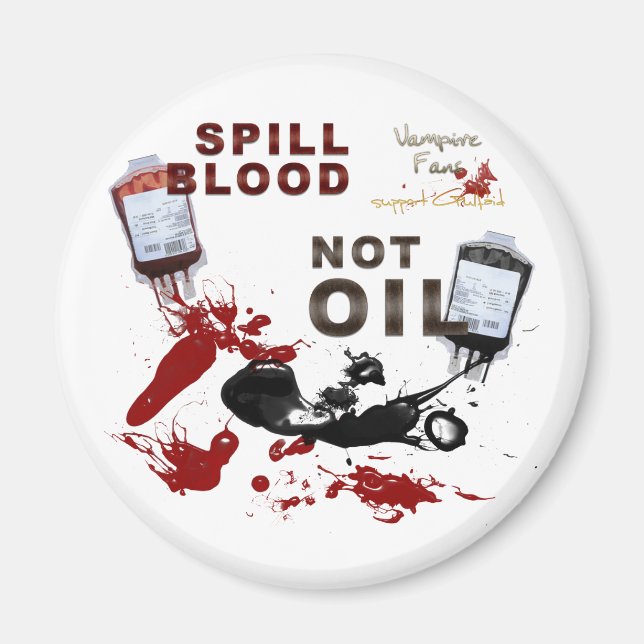 Spill Blod, inte olja, magnet (Framsidan)
