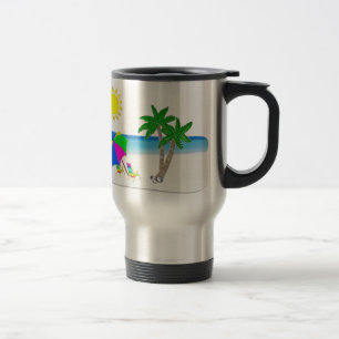 Spill för kaffe koppar för tropisk koppstrand