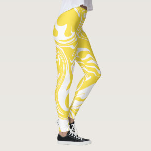 Spill - Lemon Gult and White Leggings