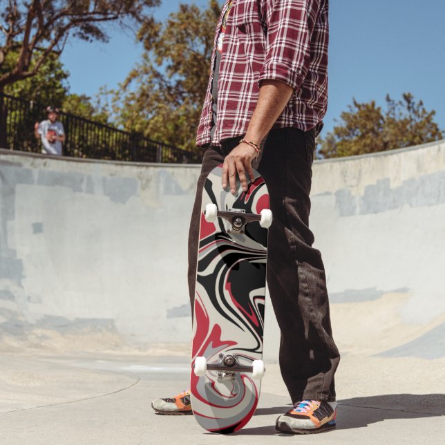 Spill - Röd, Grått, Svartvit Mini Skateboard Bräda 18,5 Cm (Utomhus 2)