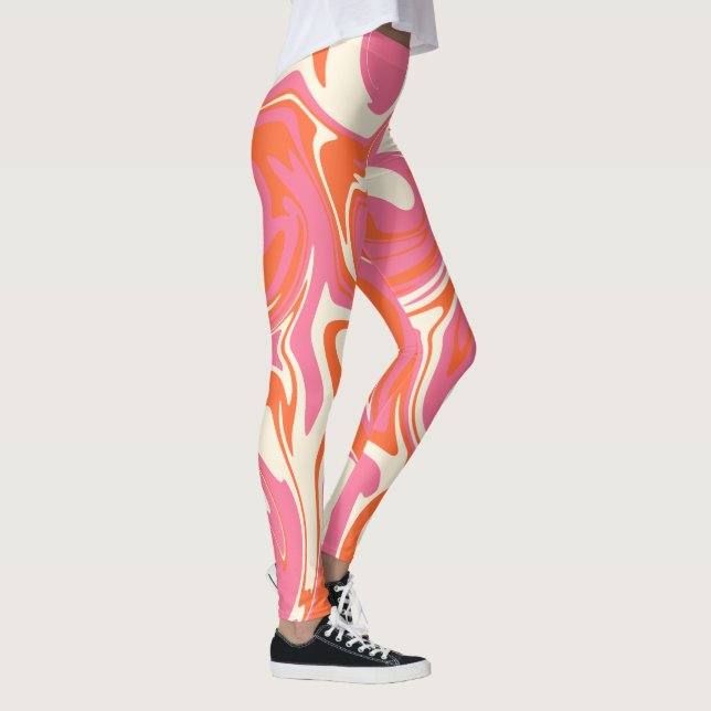 Spill - Rosa, Orange och kream Leggings (Höger)
