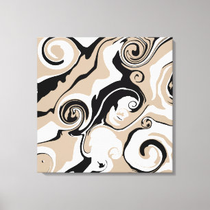 Spill - Taupe, Black and White Canvastryck