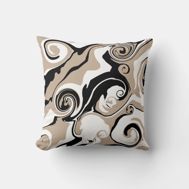 Spill - Taupe, Black and White Kudde (Framsida)