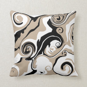 Spill - Taupe, Black and White Kudde