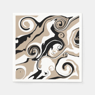 Spill - Taupe, Black and White Pappersservett