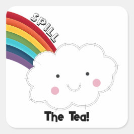 Spill Tea Cloud and Rainbow Sticker Fyrkantigt Klistermärke