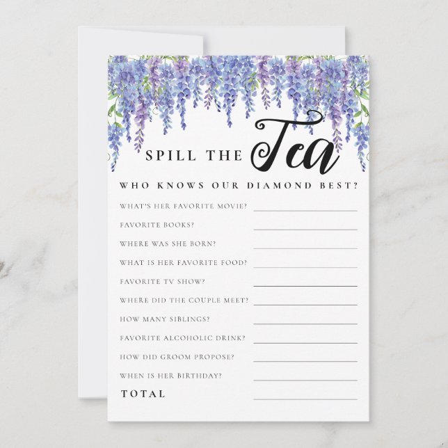 Spill Tea Möhippa Spame för Blommigt av budgeterad Inbjudningar (Framsida)