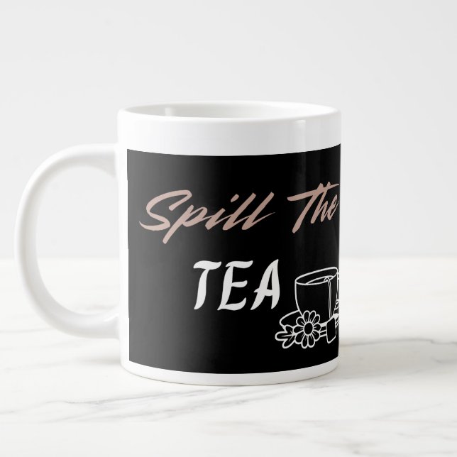 Spill the Tea Cute Aesthetic Birthday Gift for Her Jumbo Mugg (Vänster)