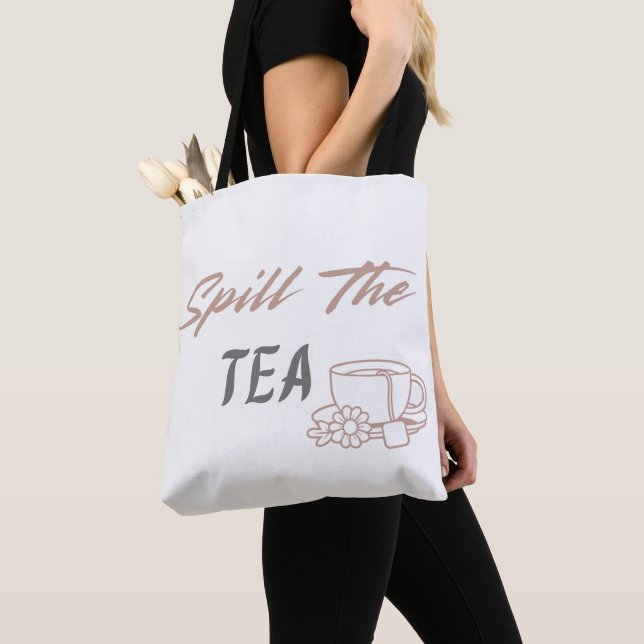 Spill the Tea Rolig Totebag åt henne Tygkasse (Närbild)