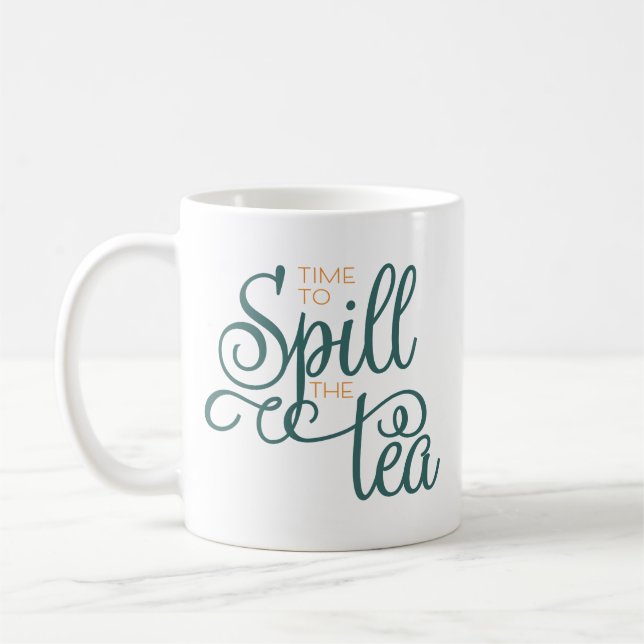 Spill the Tea Sassy Typography Grönt Coffee Mugg (Vänster)