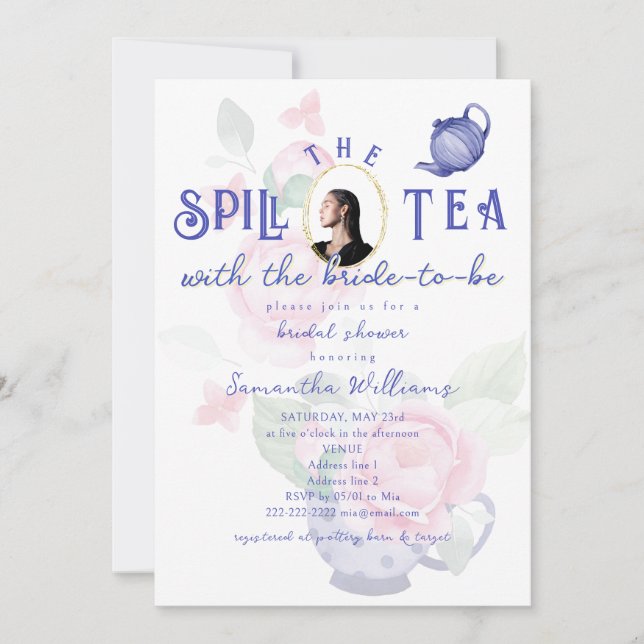 Spill the Tea with the Bride-to-be Bridal Shower Inbjudningar (Framsida)