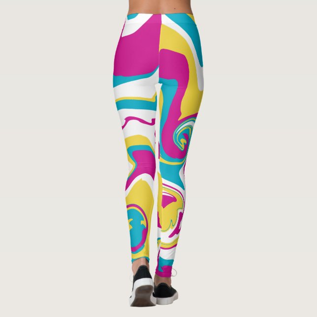 Spill - Turkos, Gult, Rosa och vitt Leggings (Baksida)