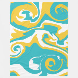 Spill - Turkos och Gult Fleecefilt